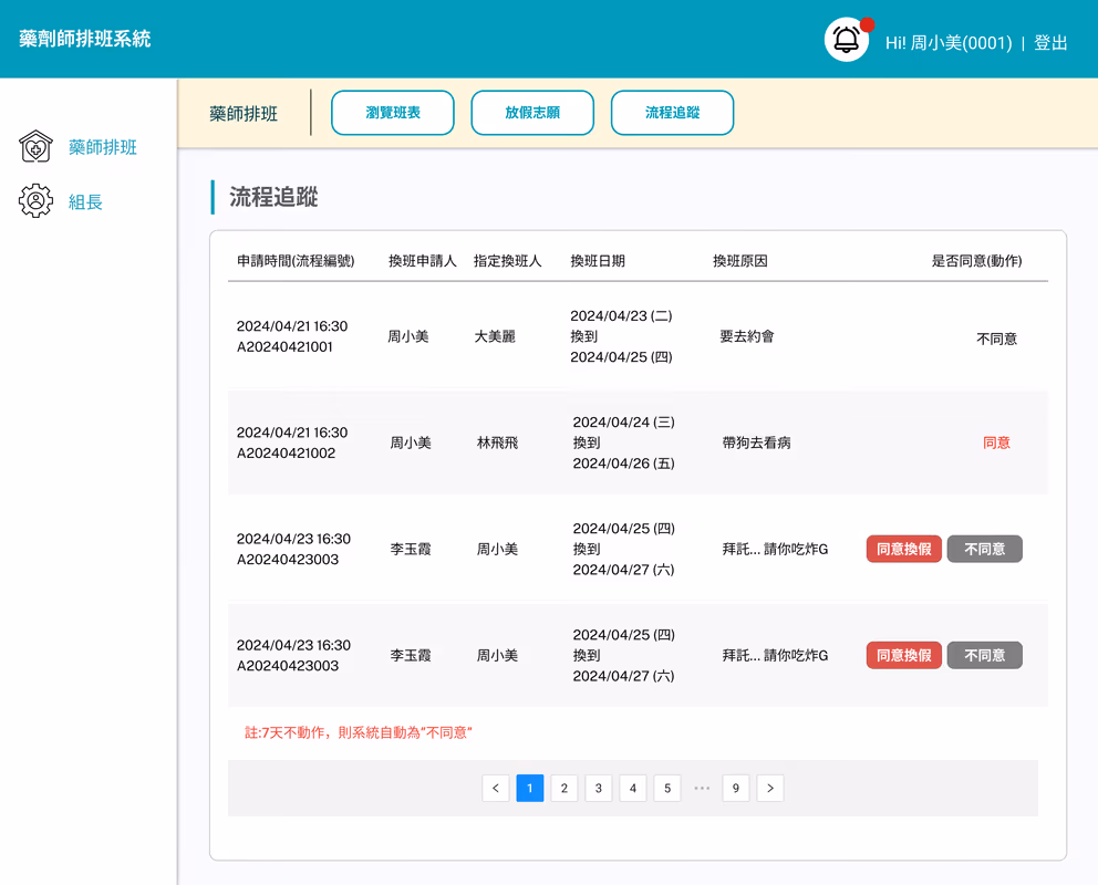 企業排程管理系統實際畫面