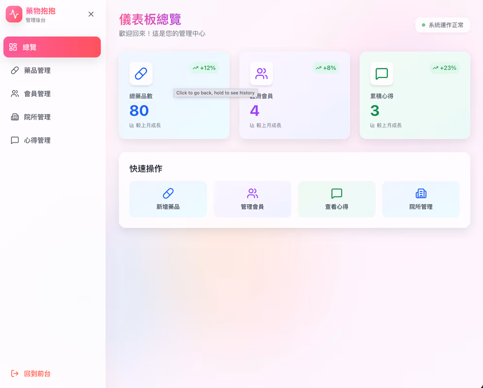 個人用藥管理畫面 1