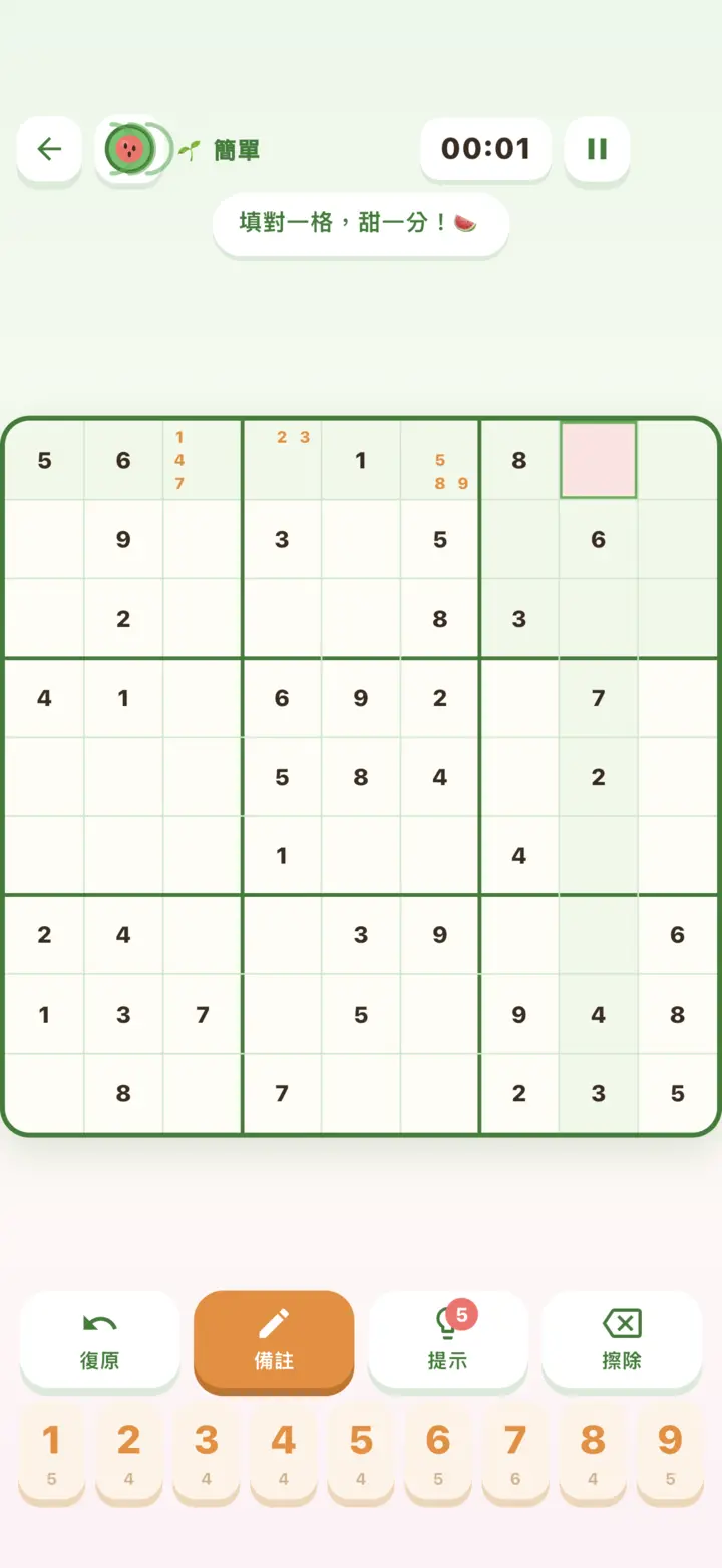 小西瓜數獨 實際產品畫面